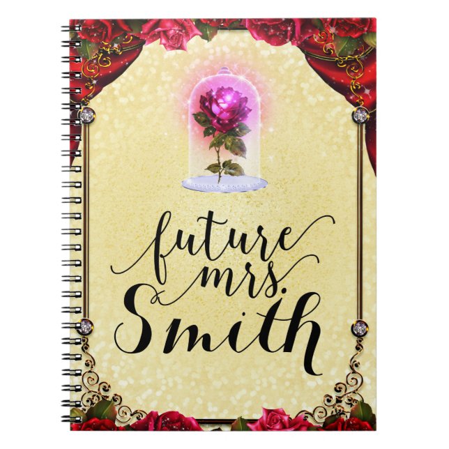 Carnet Histoire de conte de fée enchanté jaune rose rouge (Devant)