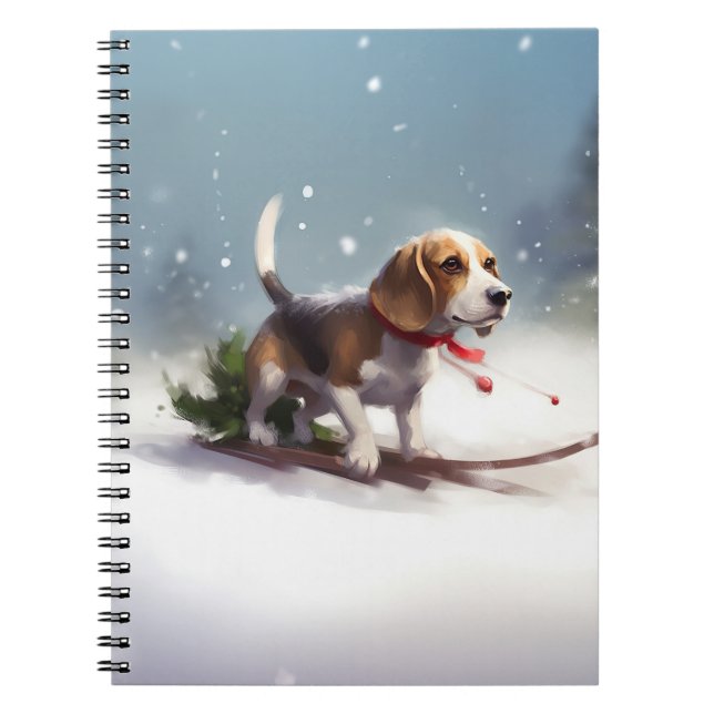 Carnet hiver de neige de Noël beagle (Devant)