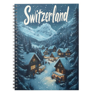 Carnet Hiver en Suisse : Scène de village de montagne