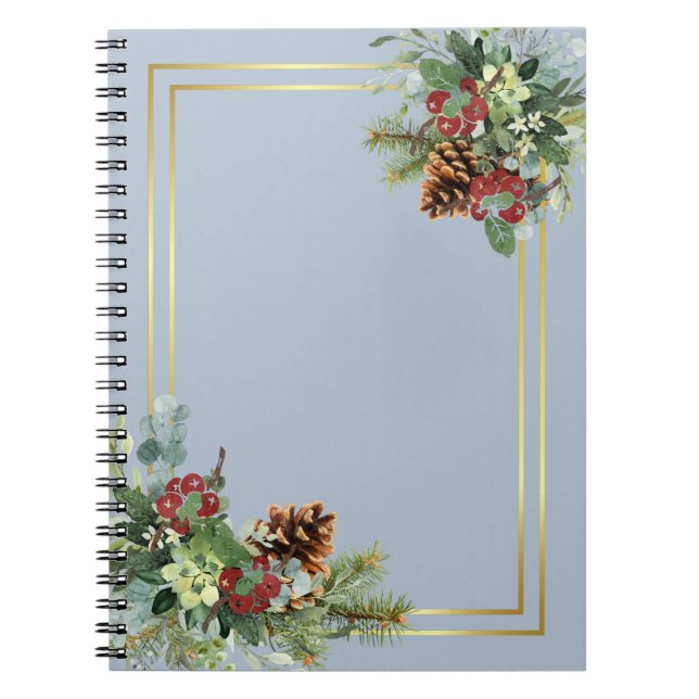 Carnet Hiver Red Berries Pine Cones Mariage (Devant)