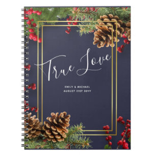 Carnet Hiver Red Berries Pine Cones Mariage