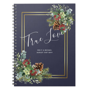 Carnet Hiver Red Berries Pine Cones Mariage