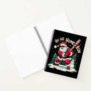 Carnet Ho Ho Home Run Père Noël Vintage Jouant au Basebal