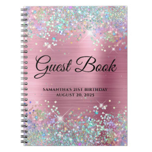 Carnet Holo Parties scintillant Pink Foil 21e anniversair