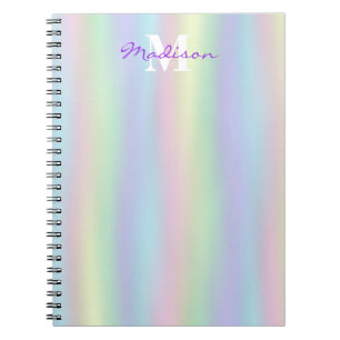 Carnet Hologramme arc-en-ciel doux Monogramme