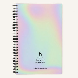 Carnet Holographique tendance Iridescente moderne Monogra