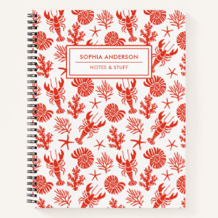 Carnet Homard Rouge & Coquillages Dessinés à la Main de M