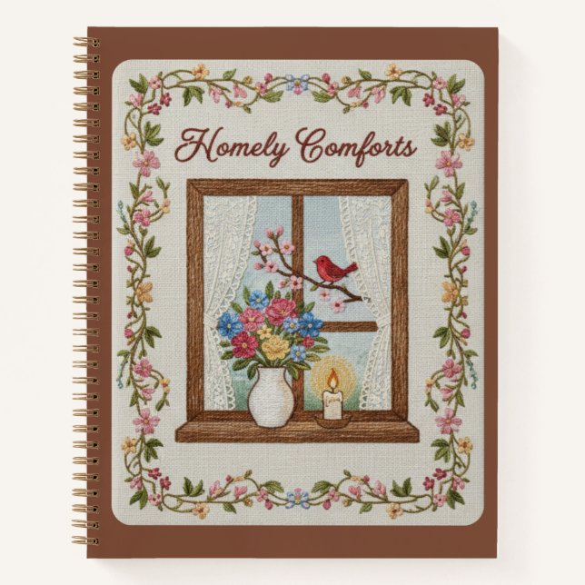 Carnet Homely Comforts Embroidered Window & Floral  (Devant)
