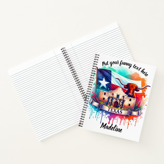 Carnet Hommage vibrant au Texas avec Alamo et longhorn (Intérieur)