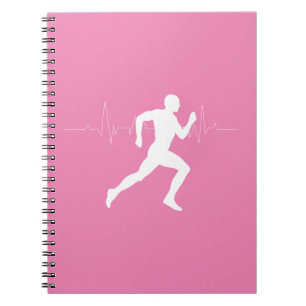 Carnet Homme coureurs Silhouette sur Arrière - plan rose