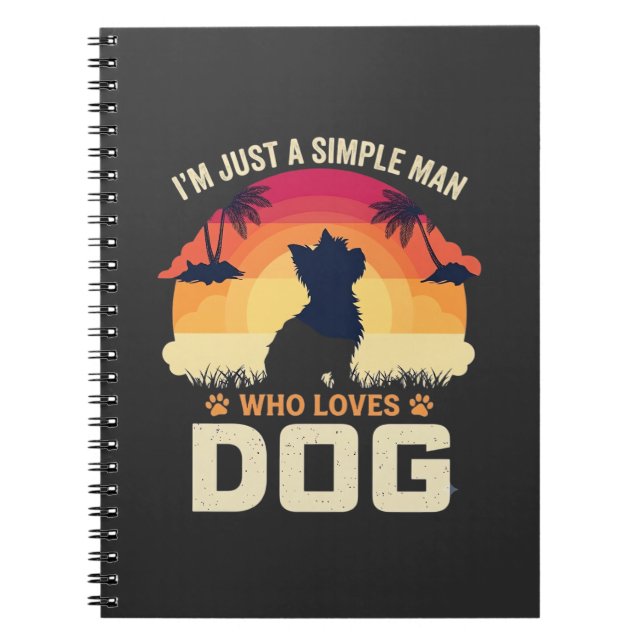Carnet Homme Simple Qui Aime Le Chien Silhouette Coucher  (Devant)