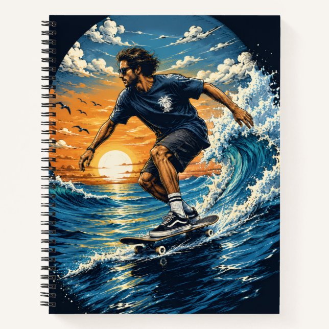 Carnet Homme surfant sur les vagues  (Devant)