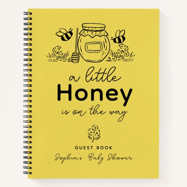 Carnet Honey Jar & Bees Yellow Baby Shower Guest Book (Devant)