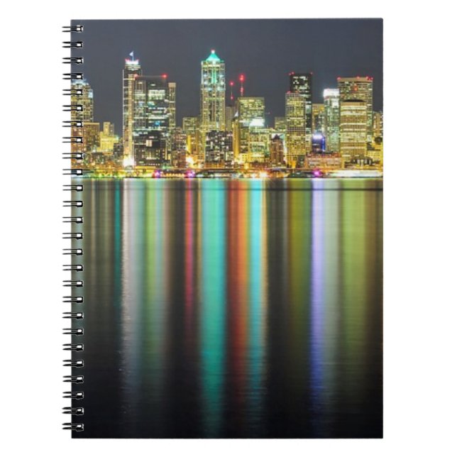 Carnet Horizon de Seattle la nuit avec la réflexion (Devant)
