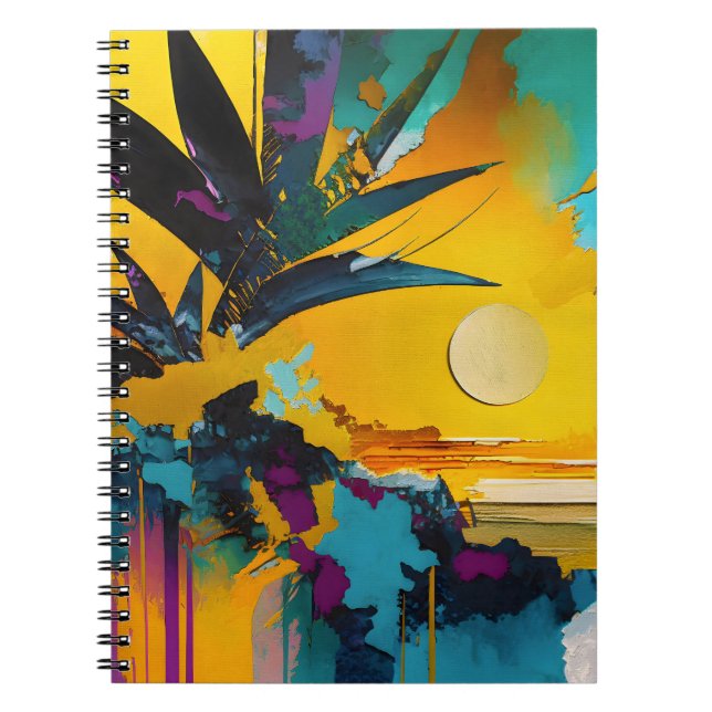 Carnet Horizon Doré – Coucher de Soleil Tropical Abstrait (Devant)