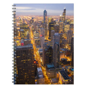 Carnet Horizon du centre de Chicago au crépuscule