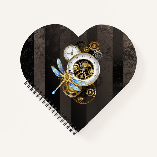 Carnet Horloge à vapeur avec libellule mécanique (Devant)