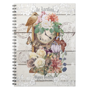Carnet Horloge antique rustique tendance tampons d'art fr