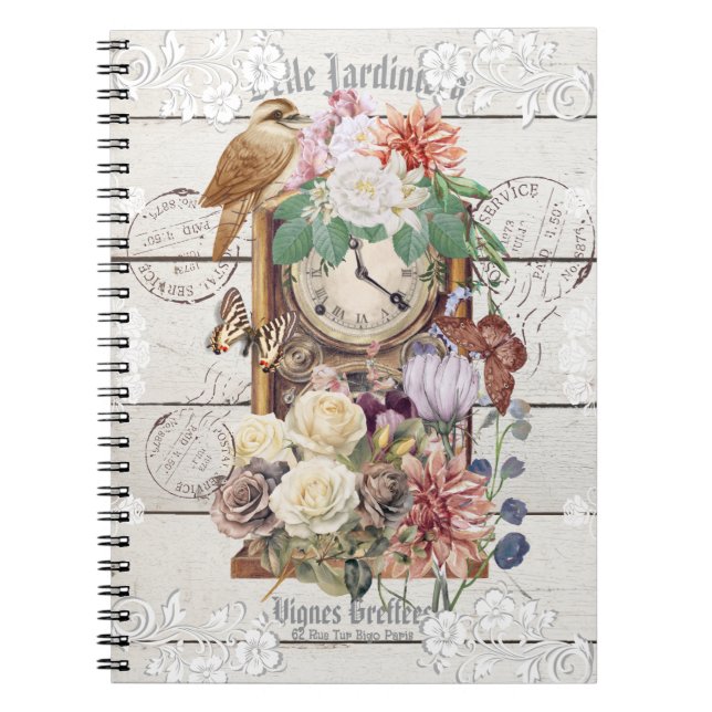 Carnet Horloge antique rustique tendance tampons d'art fr (Devant)