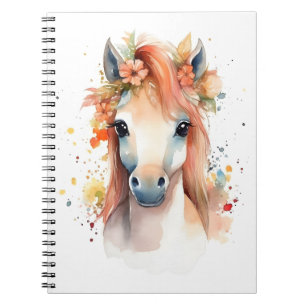 Carnet Horse Lover Aquarelle Illustration Cheval mignon