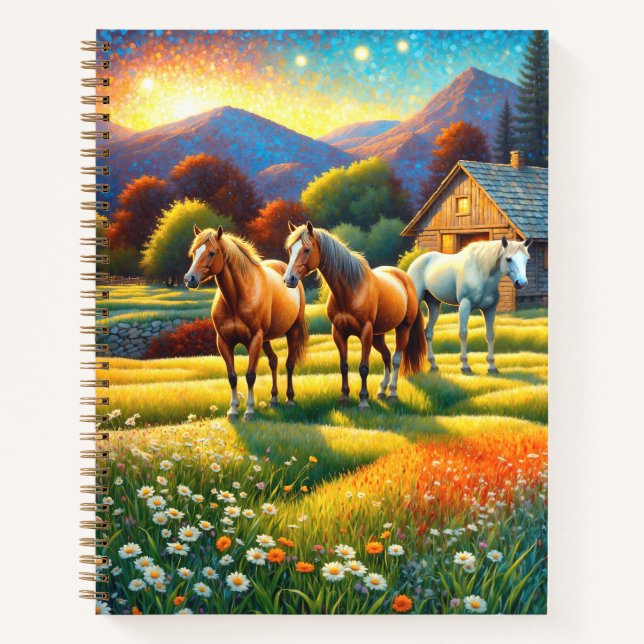 Carnet Horse on Farm Wildflower Meadow (Devant)