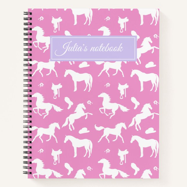 Carnet Horserian Nom personnalisé Equestrian Cadeau rose (Devant)