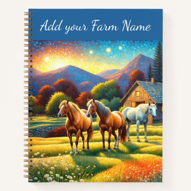 Carnet Horses on Farm Wildflower Meadow (Devant)
