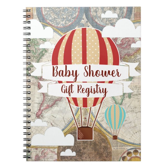 Carnet Hot Air Balloons Vintage Adventure Baby shower (Devant)