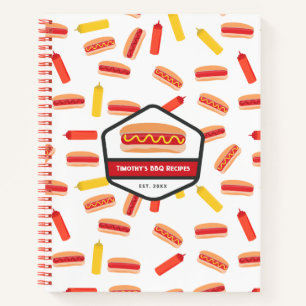 Carnet Hot Dog Fast Food Motif Retro Recettes de barbecue
