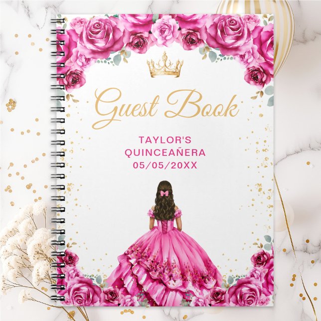 Carnet Hot Pink Princess Quinceañera Guest Book (Créateur téléchargé)