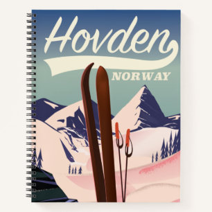 Carnet Hovden Norvège poster de voyage de ski.
