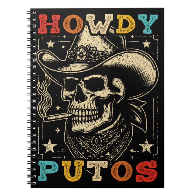 Carnet Howdy Putos Funny Skull Retro Vintage (Devant)