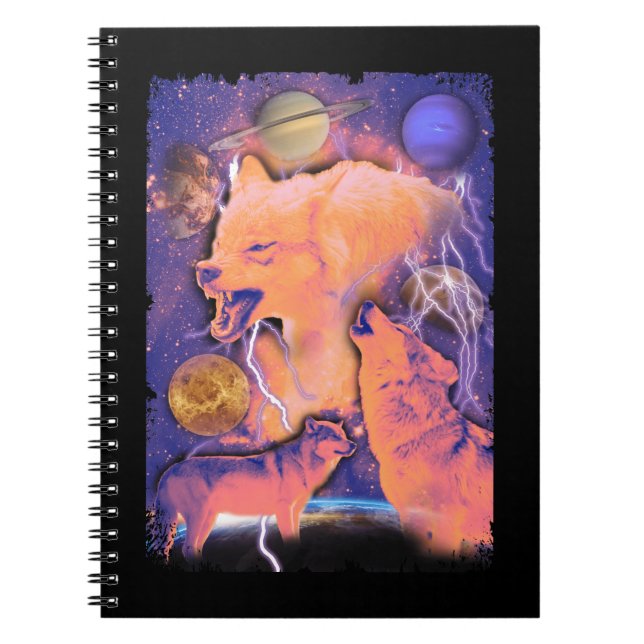 Carnet Howling Cosmic Wolves Moon Space Wolf (Devant)