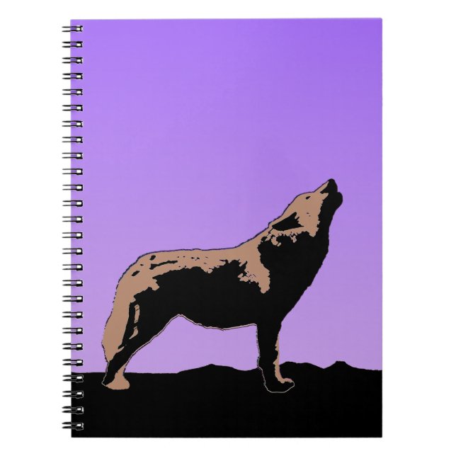 Carnet Howling Wolf at Sunset - Art faunique original (Devant)