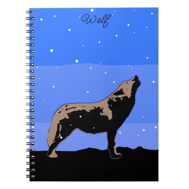 Carnet Howling Wolf en hiver - Art faunique original (Devant)