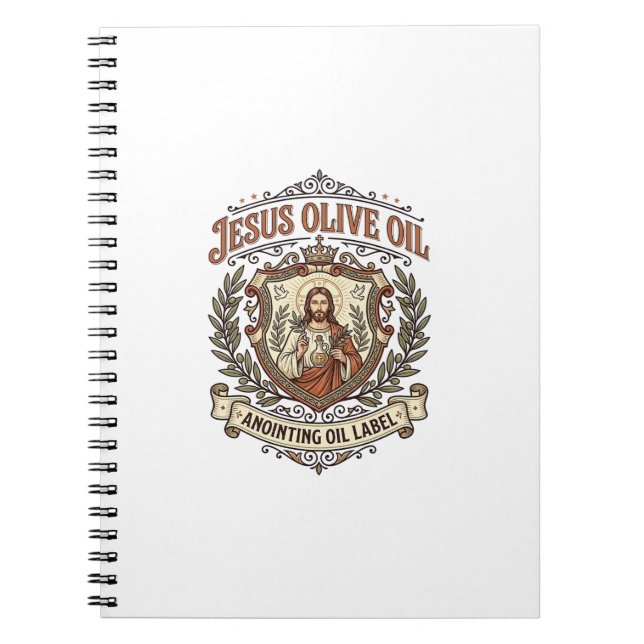 Carnet Huile d'onction d'olive Jésus Étiquette Huile d'Ol (Devant)