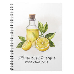 Carnet Huiles essentielles de citron florales vintage aqu