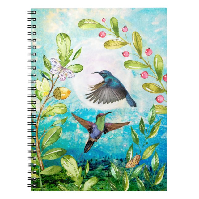 Carnet Hummingbird Morning Sunrise Watercolor Art (Devant)