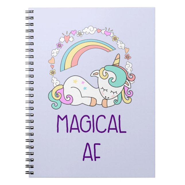 Carnet Humour - AF magique. Licorne, arc-en-ciel et (Devant)