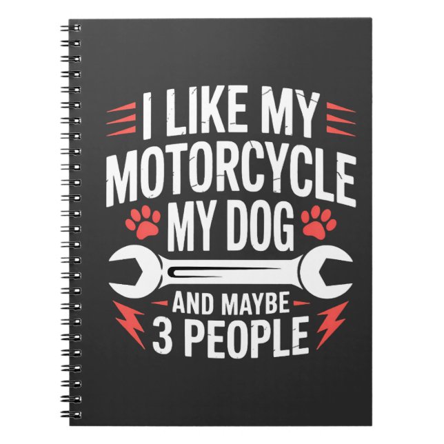 Carnet Humour de propriétaire de chien moto (Devant)