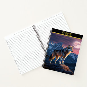 Carnet Hurlement de loup sous un ciel éclairé par la lune