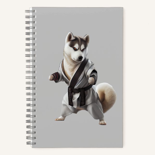 Carnet Husky Dog Jouer Karate, Champion de Karate Husky D (Recto)