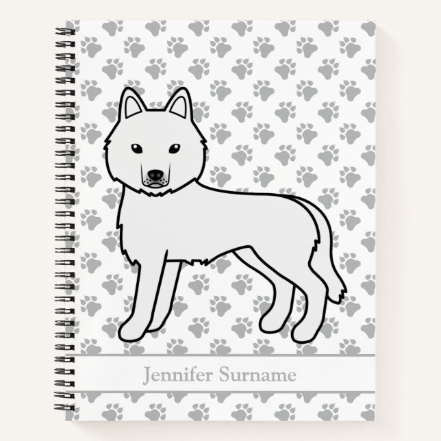 Carnet Husky Sibérien Blanc Dessin Animé de Chien & Texte (Devant)