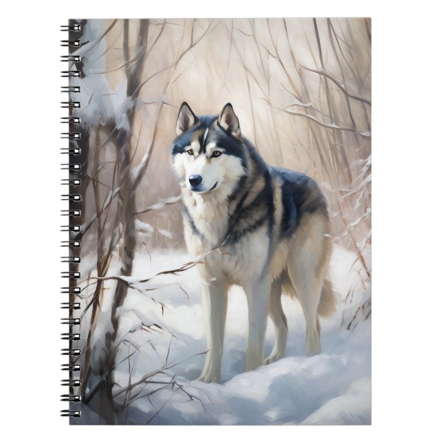 Carnet Husky Sibérien Qu'il neige Noël (Devant)