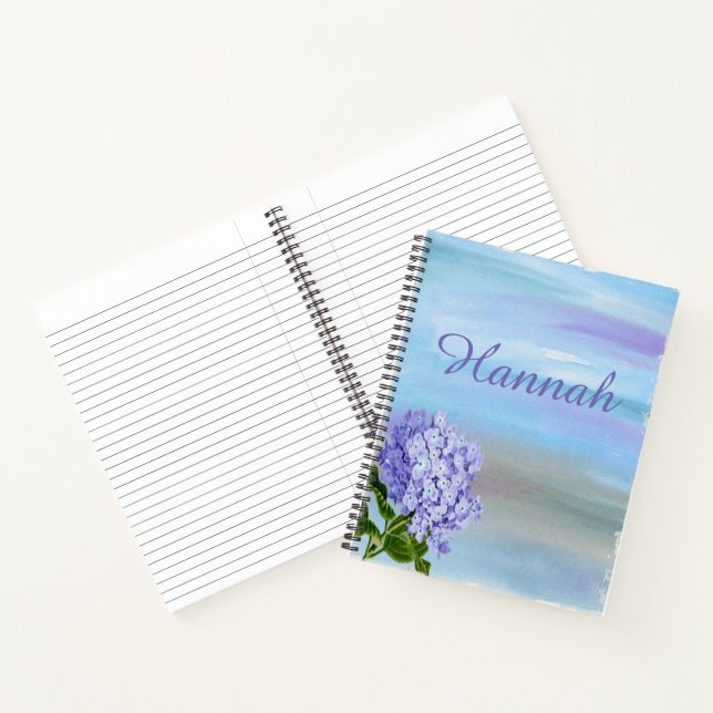 Carnet Hydrangea aquarelle personnalisée jolie (Intérieur)
