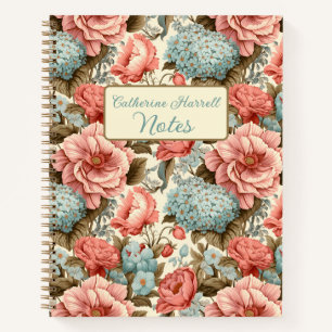 Carnet Hydrangea et Pivoine roses et bleus