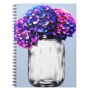 Carnet Hydrangea Florale Rose Bleu Violet Vibrant