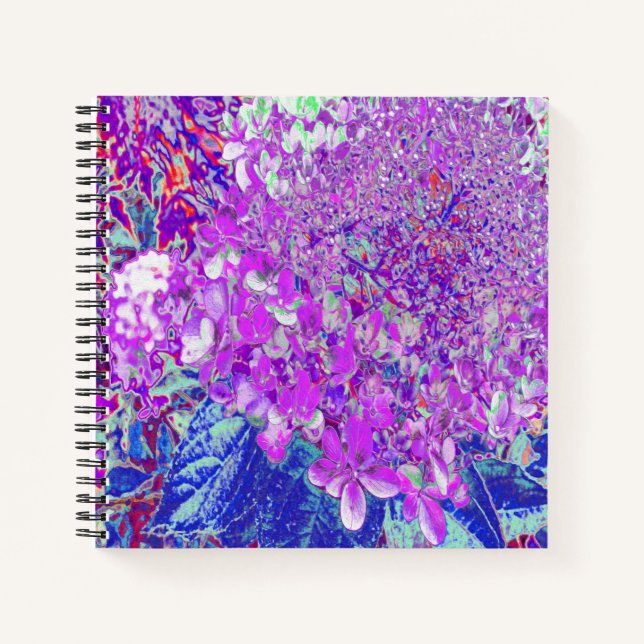 Carnet Hydrangea Limelight Élégant Violet et Bleu (Devant)