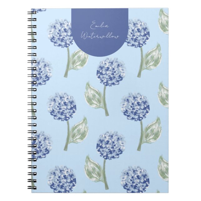 Carnet Hydrangea Personnalisable de Style Grandmillennial (Devant)