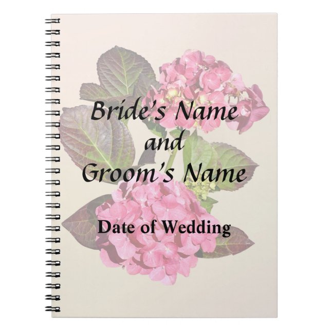 Carnet Hydrangea Rose Avec Produits Mariages Feuille (Devant)